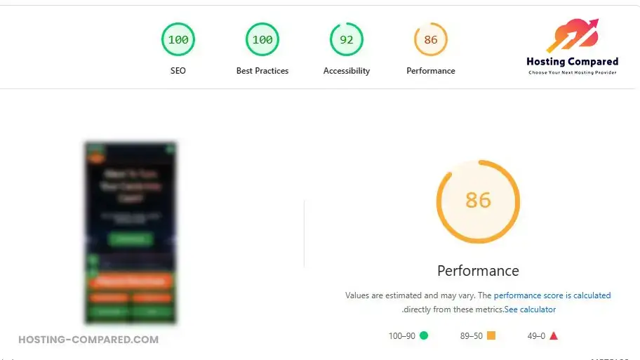 SiteGround Hosting Speed Test Mobile Benchmark